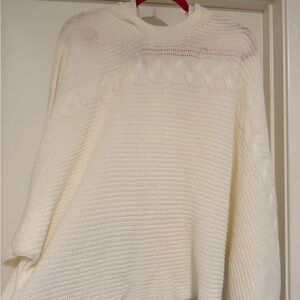 Derek Heart Cream Cable Crewneck Sweater